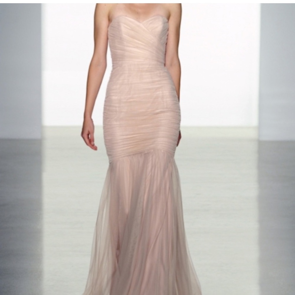 Amsale Blush Pink One-Shoulder Dress